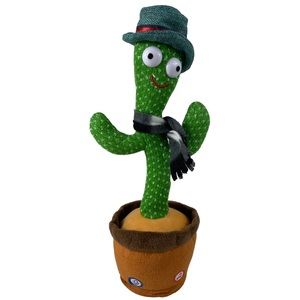 Singing Dancing Cactus Interactive Plush Hat Scarf Planter Spanish Music Tested